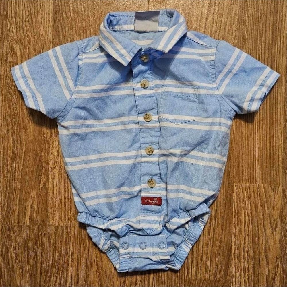 Wrangler Blue Striped Baby Bodysuit Size 3 Months